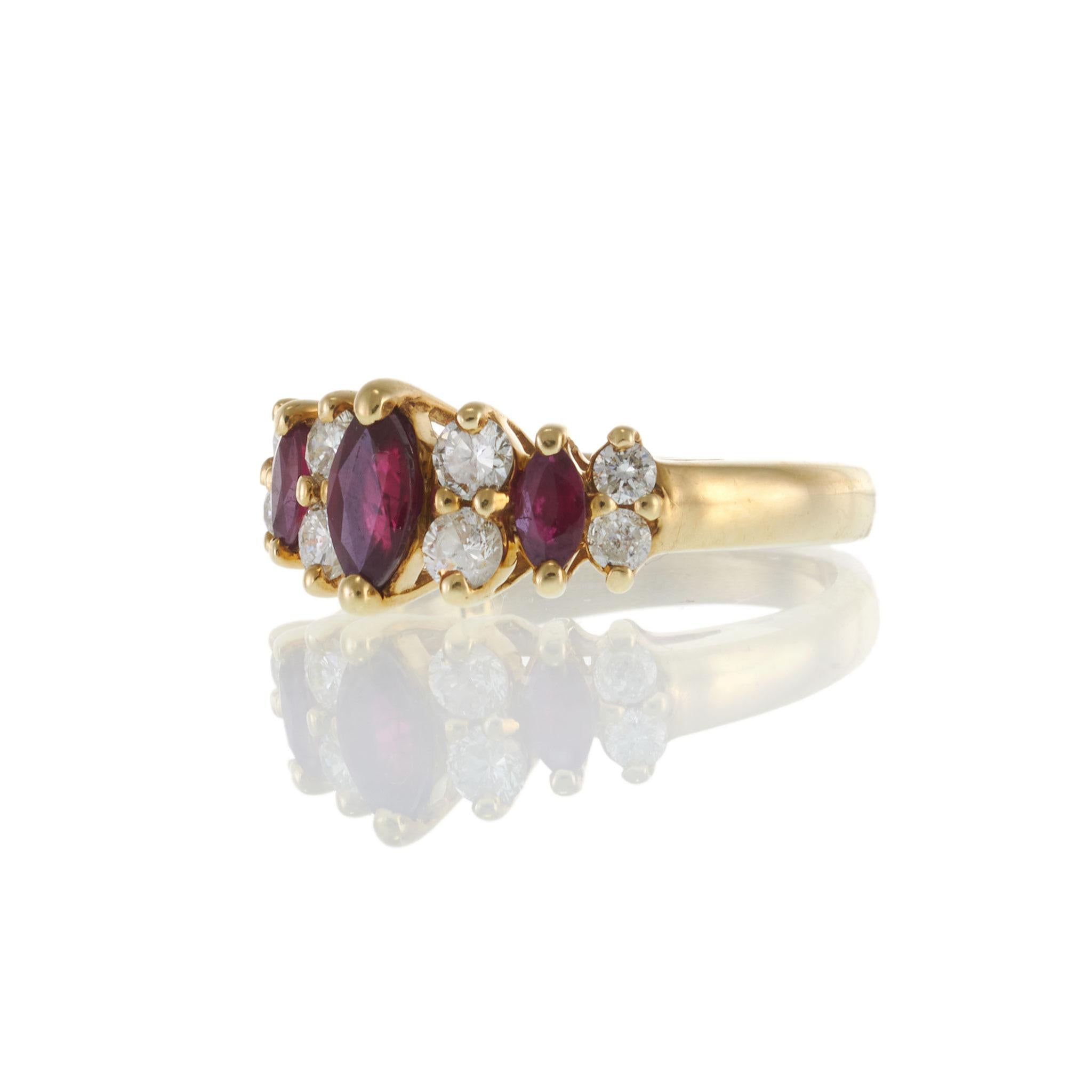 Vintage 1970’s 14KT Yellow Gold Ruby and Diamond Ring