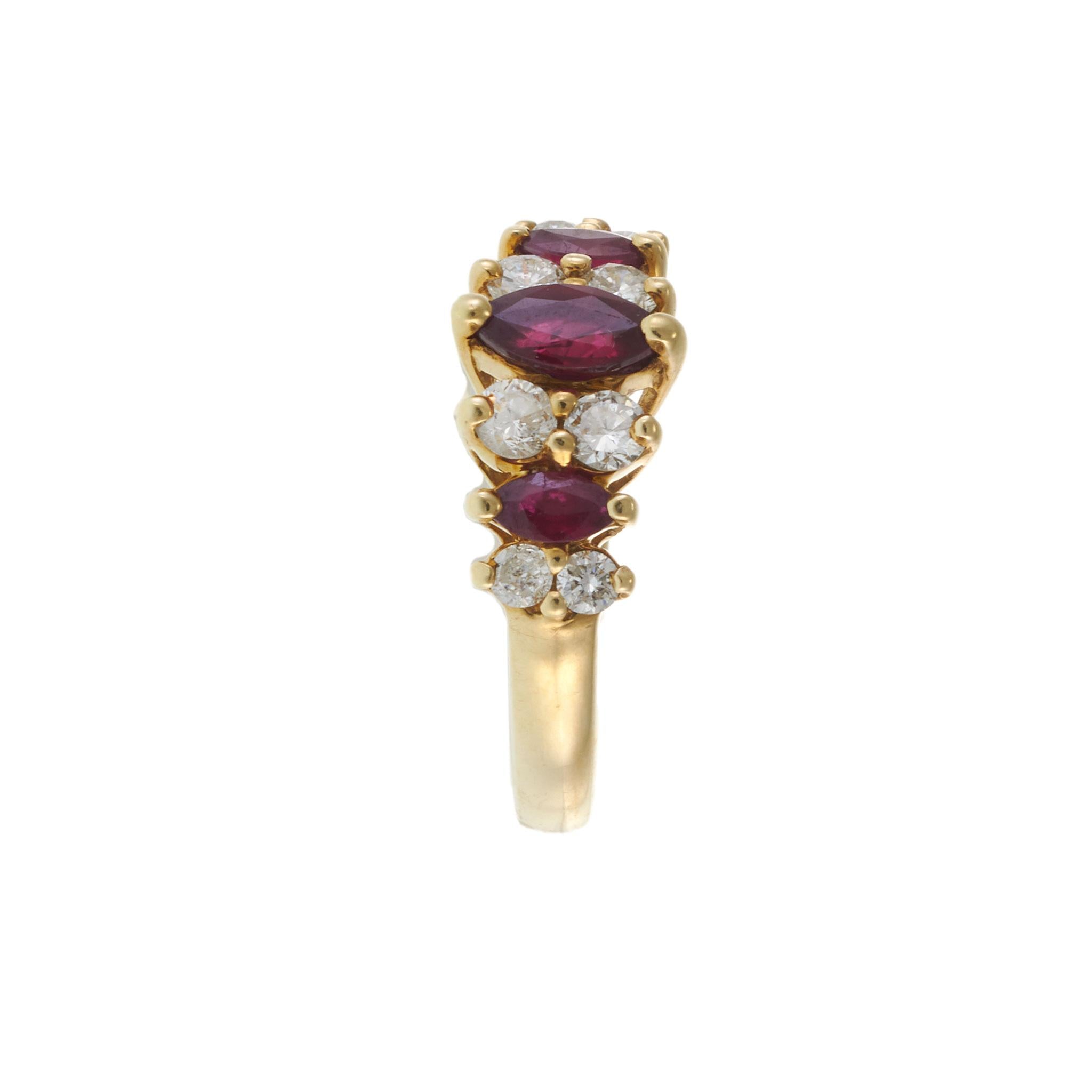 Vintage 1970’s 14KT Yellow Gold Ruby and Diamond Ring