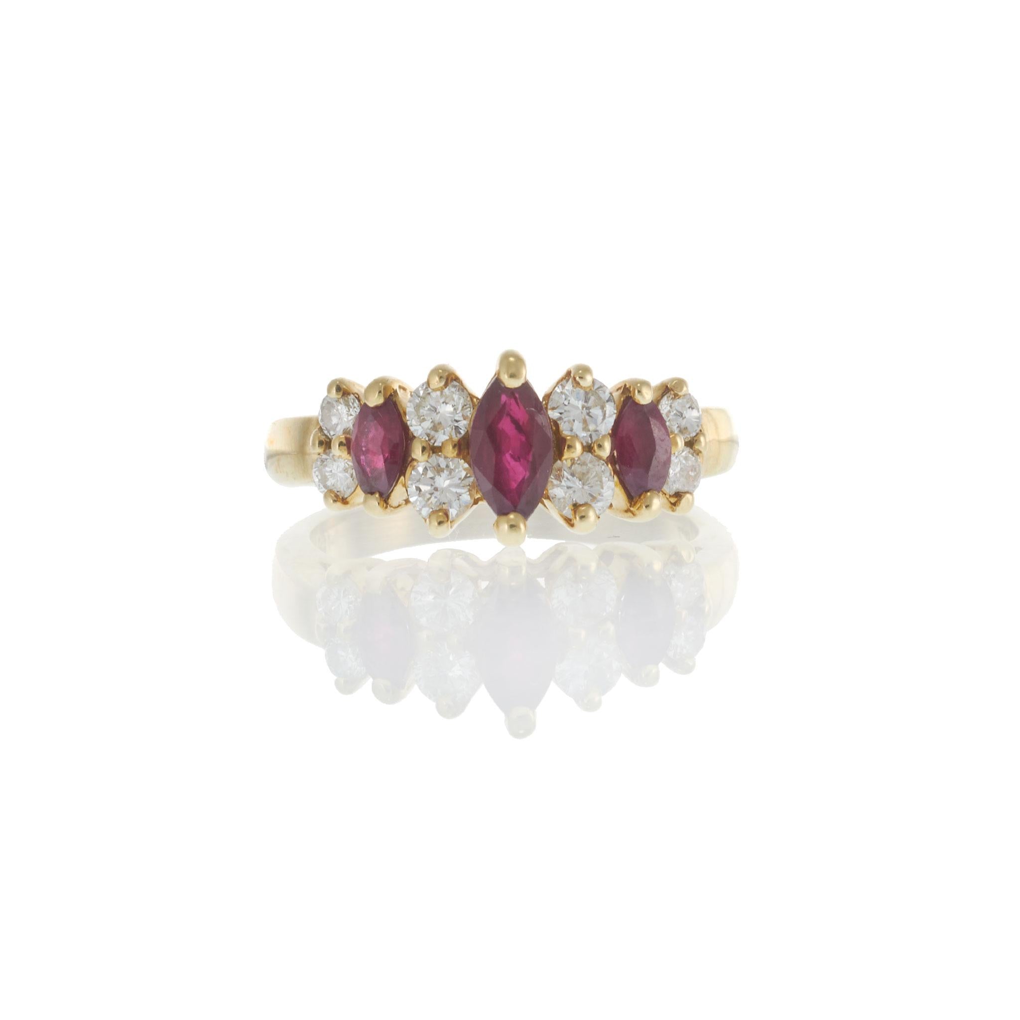 Vintage 1970’s 14KT Yellow Gold Ruby and Diamond Ring