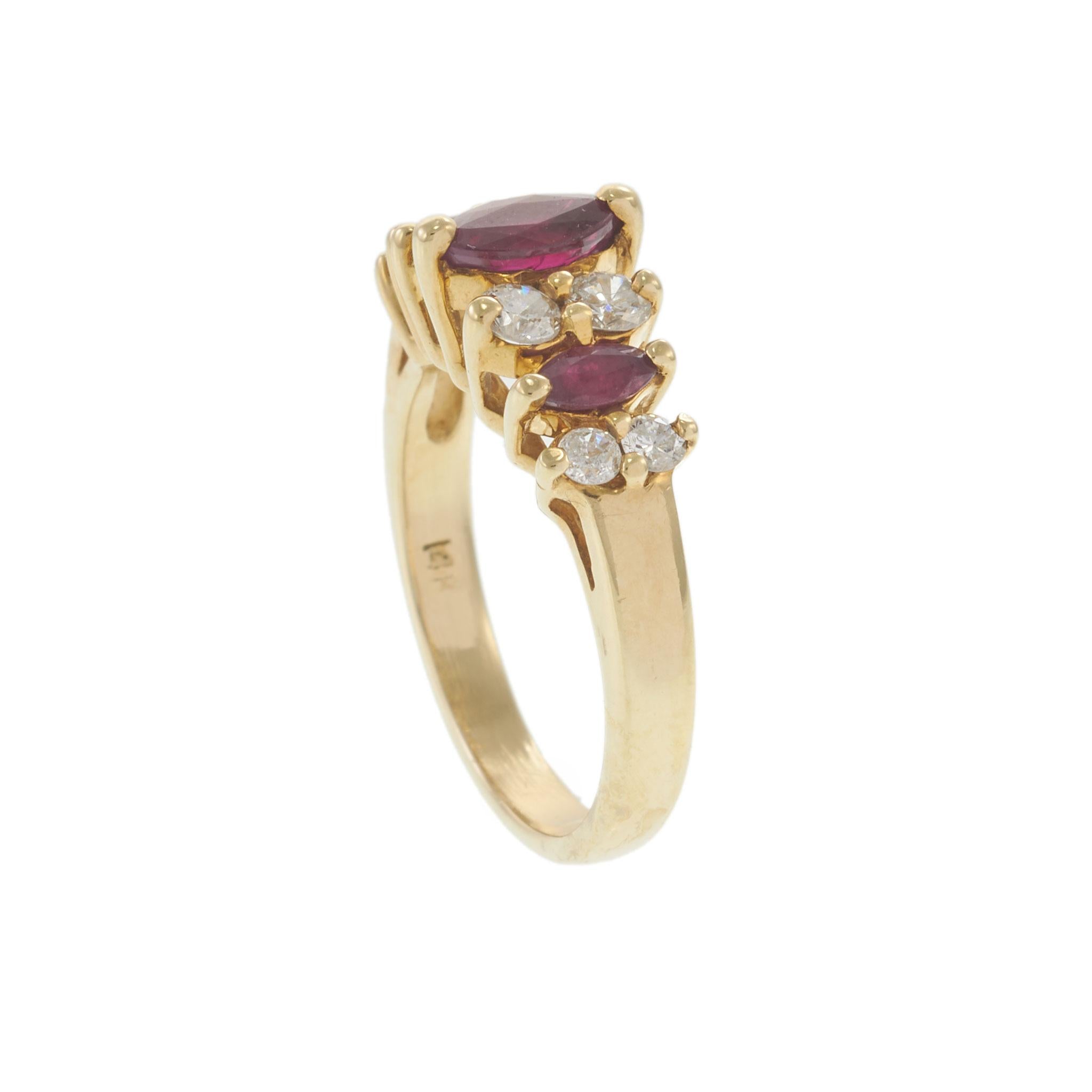 Vintage 1970’s 14KT Yellow Gold Ruby and Diamond Ring
