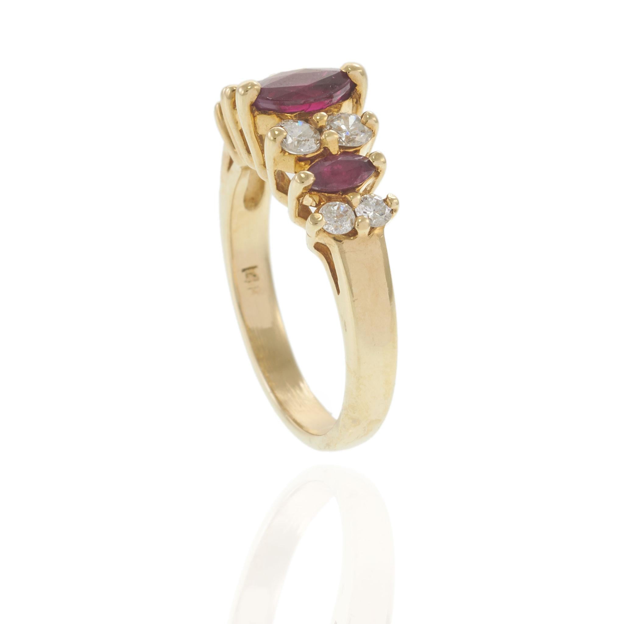 Vintage 1970’s 14KT Yellow Gold Ruby and Diamond Ring