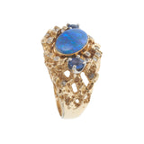 Vintage Retro Era 14KT Yellow Gold Black Opal, Sapphire, and Diamond Ring