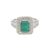 Estate Effy 14KT White Gold Emerald and Diamond Ring