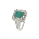 Estate Effy 14KT White Gold Emerald and Diamond Ring