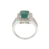 Estate Effy 14KT White Gold Emerald and Diamond Ring