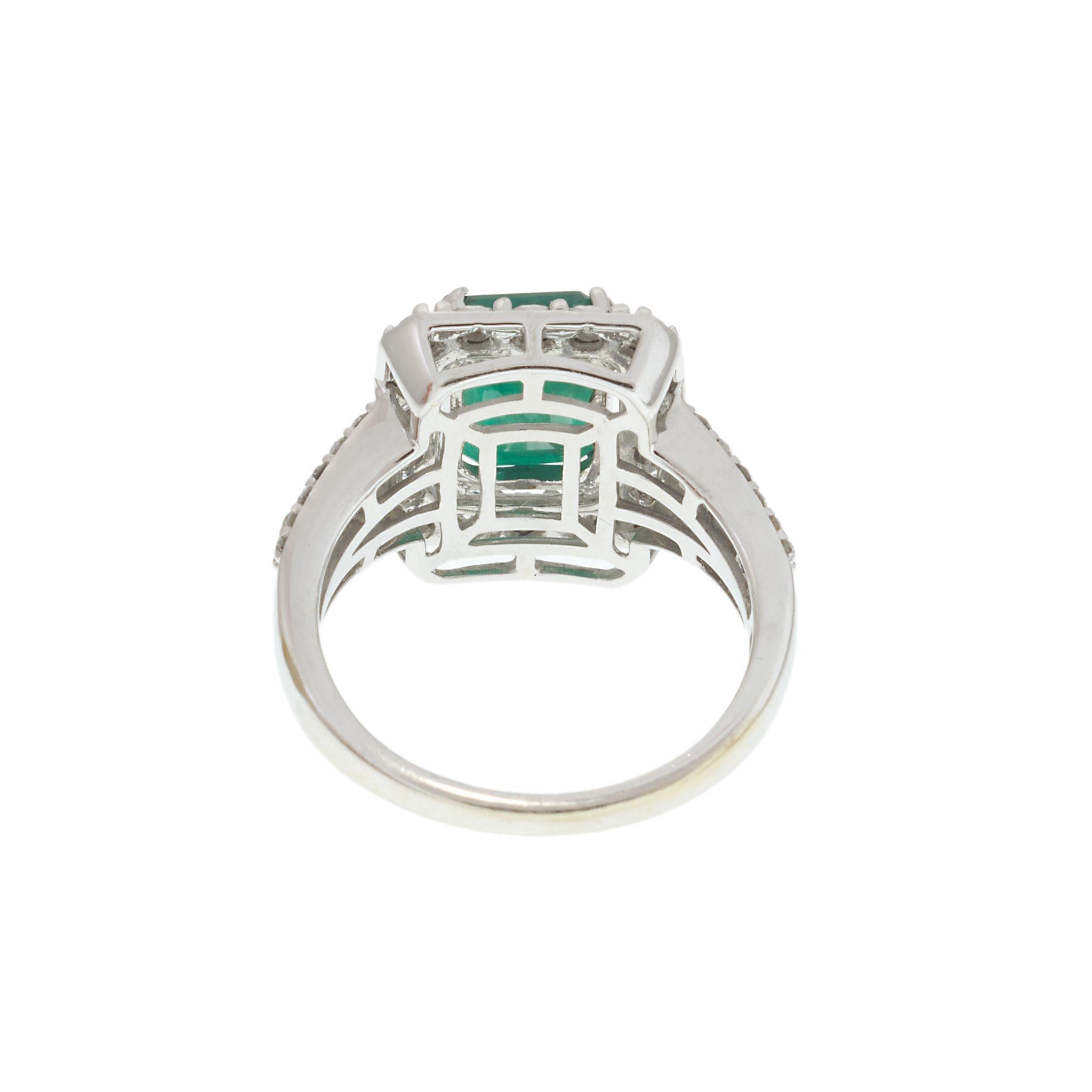 Estate Effy 14KT White Gold Emerald and Diamond Ring