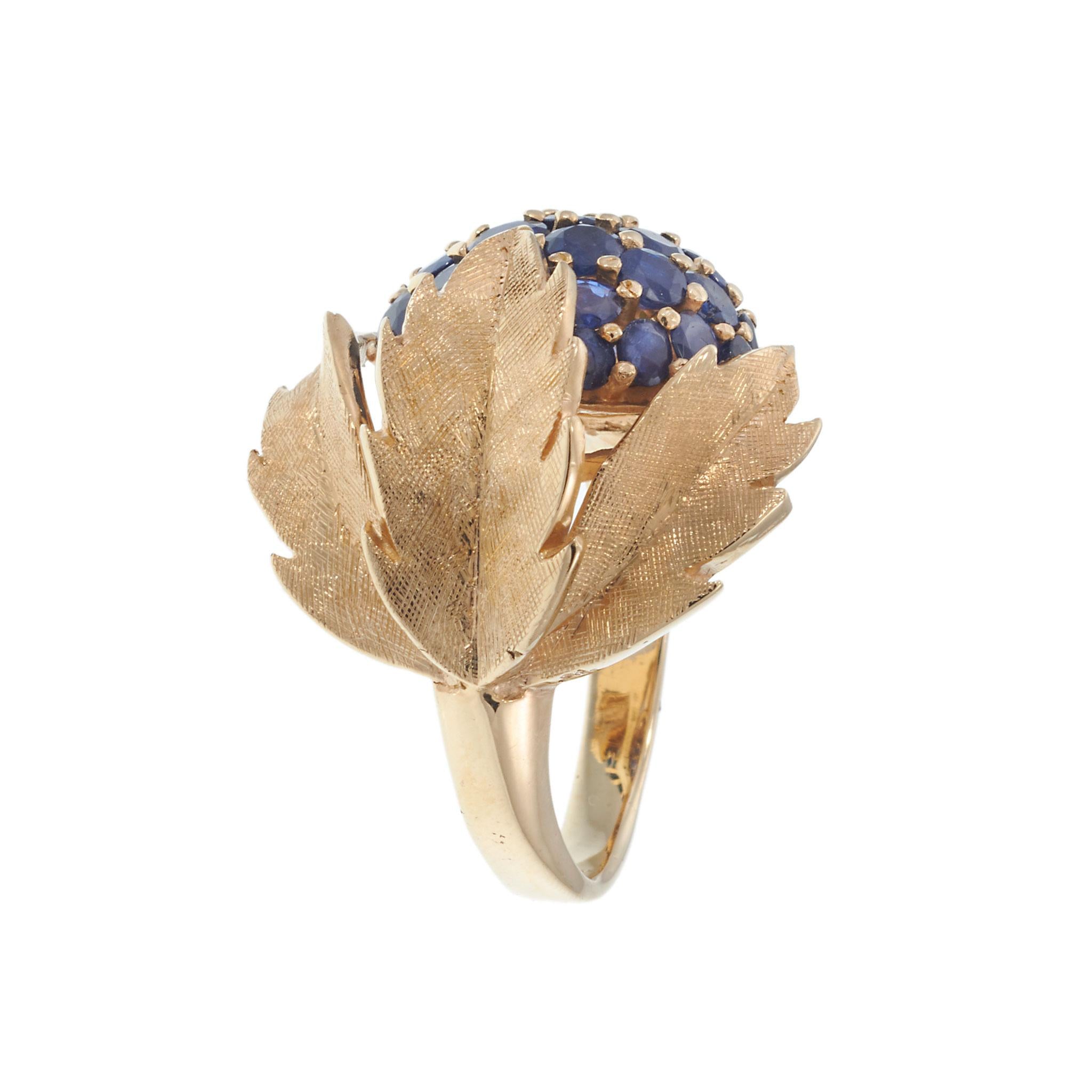 Vintage 14KT Yellow Gold Sapphire Dome Ring