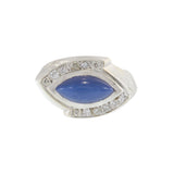 Vintage 14KT White Gold Blue Star Sapphire and Diamond Ring 1.80CT