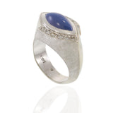 Vintage 14KT White Gold Blue Star Sapphire and Diamond Ring 1.80CT