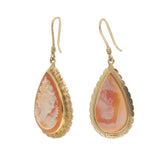 Retro Era Portrait Cameo Drop Earrings in 14KT Yellow Gold