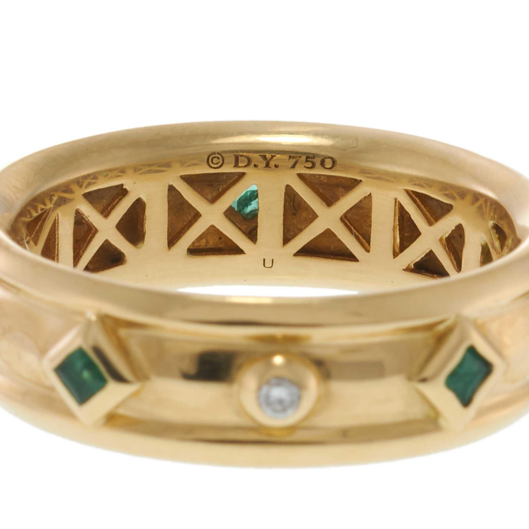 Estate 18KT Yellow Gold David Yurman Modern Renaissance Emerald & Diamond Ring