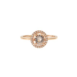 14KT Rose Gold Round Morganite Ring with Diamond Halo