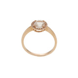 14KT Rose Gold Round Morganite Ring with Diamond Halo