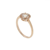 14KT Rose Gold Round Morganite Ring with Diamond Halo