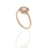 14KT Rose Gold Round Morganite Ring with Diamond Halo