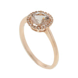 14KT Rose Gold Round Morganite Ring with Diamond Halo