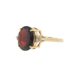 14KT Yellow Gold 4.77CT Oval Garnet and Diamond Ring