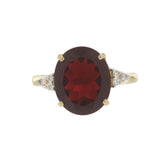 14KT Yellow Gold 4.77CT Oval Garnet and Diamond Ring
