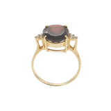 14KT Yellow Gold 4.77CT Oval Garnet and Diamond Ring