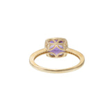 14KT Yellow Gold Cushion 1.28CT Amethyst Diamond Halo Ring with Open Gallery