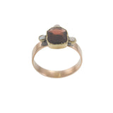 Antique Victorian 10KT Rose Gold Garnet and Seed Pearl Ring
