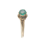 Antique Victorian Era 10KT Yellow Gold Emerald Filigree Ring