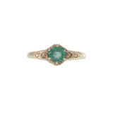 Antique Victorian Era 10KT Yellow Gold Emerald Filigree Ring