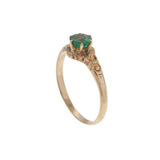 Antique Victorian Era 10KT Yellow Gold Emerald Filigree Ring