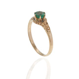 Antique Victorian Era 10KT Yellow Gold Emerald Filigree Ring