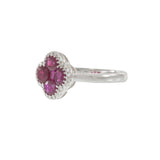14KT White Gold Ruby and Diamond Clover Ring 1.59CT TW Rubies