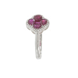 14KT White Gold Ruby and Diamond Clover Ring 1.59CT TW Rubies