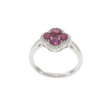 14KT White Gold Ruby and Diamond Clover Ring 1.59CT TW Rubies