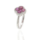14KT White Gold Ruby and Diamond Clover Ring 1.59CT TW Rubies