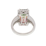 14KT White Gold 4.65CT Watermelon Tourmaline and Diamond Halo Ring