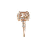 14KT Rose Gold Morganite and Diamond Halo Ring – 0.95CT