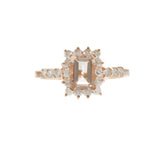 14KT Rose Gold Morganite and Diamond Halo Ring – 0.95CT
