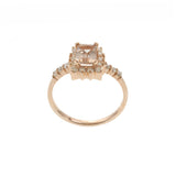 14KT Rose Gold Morganite and Diamond Halo Ring – 0.95CT