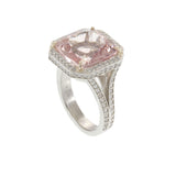Platinum Cushion Morganite and Diamond Octagonal Halo Cocktail Ring