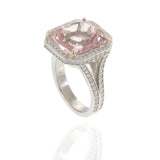 Platinum Cushion Morganite and Diamond Octagonal Halo Cocktail Ring