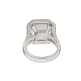 Platinum Cushion Morganite and Diamond Octagonal Halo Cocktail Ring