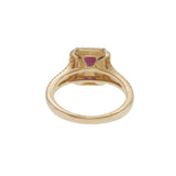 14KT Yellow Gold Ruby and Diamond Double Halo Ring 0.63CT