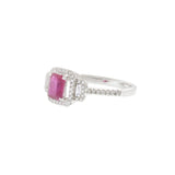 18KT White Gold Ruby and Diamond Halo Ring 0.76CT