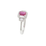 18KT White Gold Ruby and Diamond Halo Ring 0.76CT