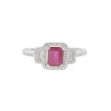 18KT White Gold Ruby and Diamond Halo Ring 0.76CT