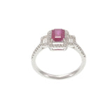 18KT White Gold Ruby and Diamond Halo Ring 0.76CT