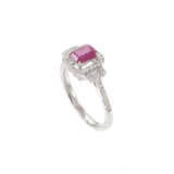 18KT White Gold Ruby and Diamond Halo Ring 0.76CT