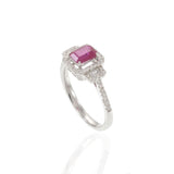 18KT White Gold Ruby and Diamond Halo Ring 0.76CT