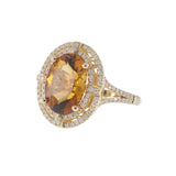 14KT Yellow Gold Citrine and Diamond Double Halo Ring