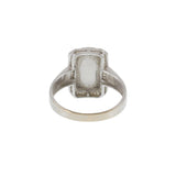 Vintage 18KT White Gold Jade & Baguette Diamond Ring