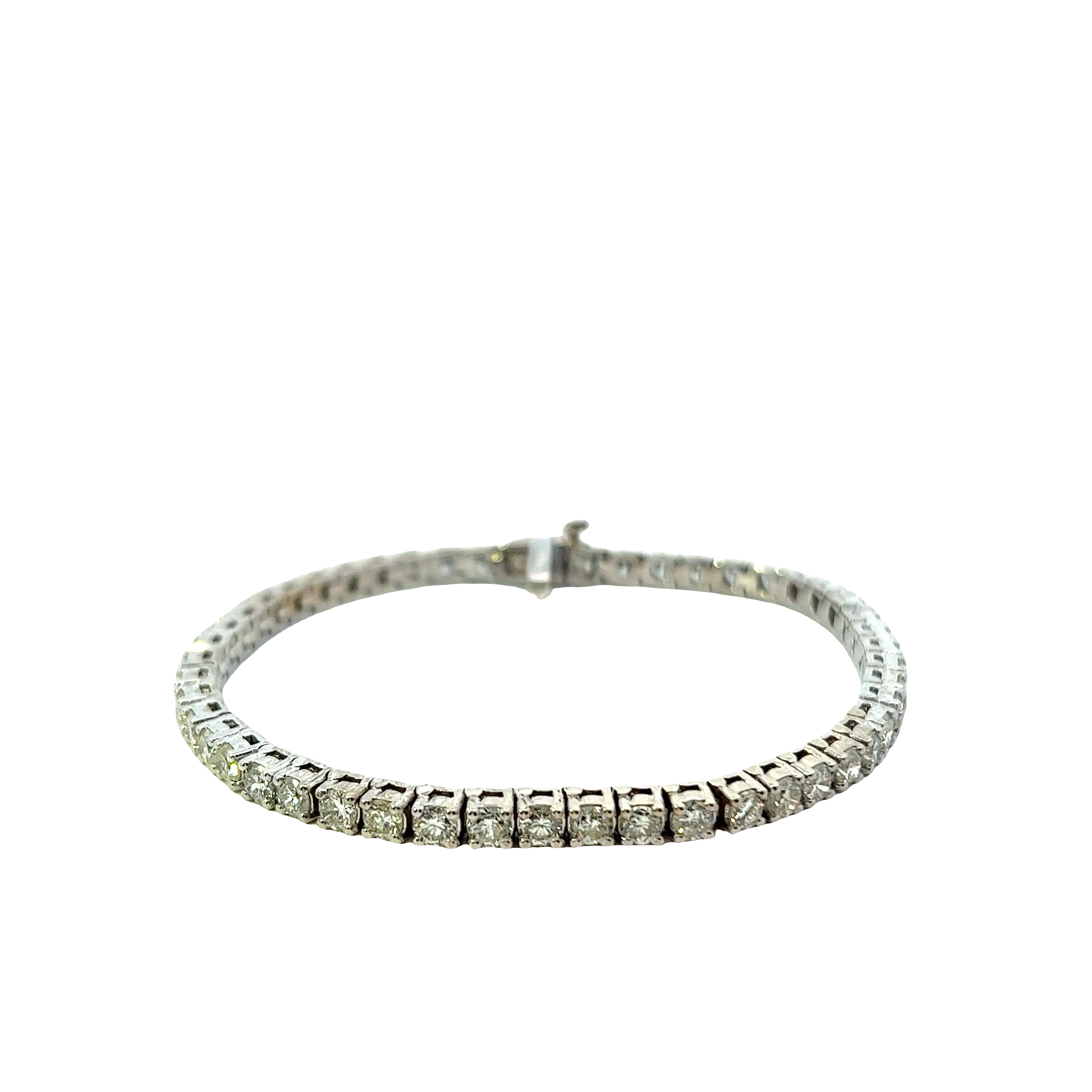 14KT White Gold Straight Line Diamond Tennis Bracelet